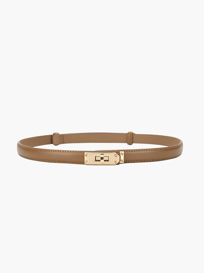 Dames Smalle Riem met Goudkleurige Draaisluiting