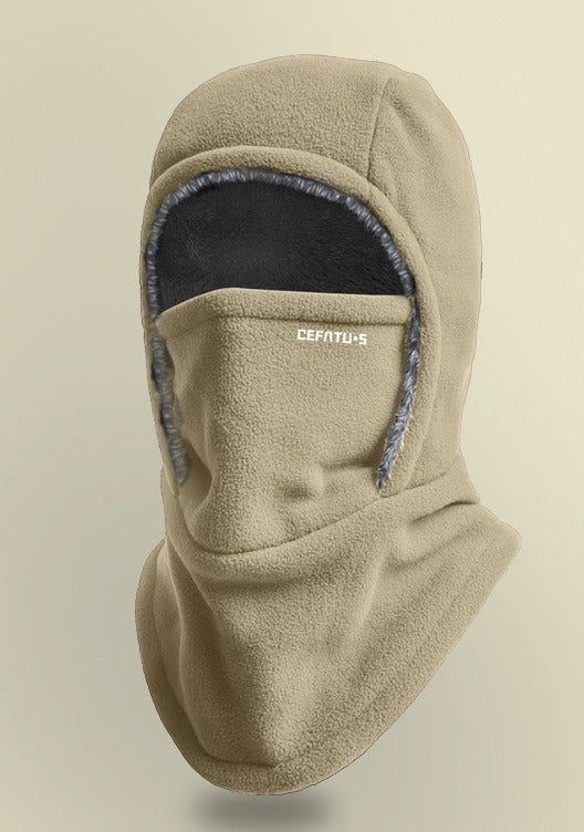Fleece bivakmuts met opgetrokken gezichtsdeel