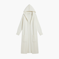 Dames Lange Gebreide Hoodie Cardigan met Open Voorkant en Zakken