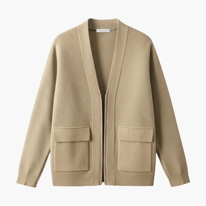 Heren Open Front Cardigan met Lange Mouwen en Patches