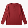Heren Henley Langsleeve Shirt met Knopsluiting en Ribbelstructuur