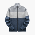 Heren Zip Cardigan met Hoge Kraag en Kleurblokontwerp