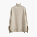 Dames Turtleneck Gebreide Trui met Ribbelstructuur en Ontspannen Zoom
