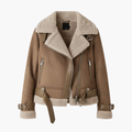 Dames Zip Jacket met Pluche Binnenlaag en Verstelbare Tailleband