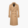 Heren Trenchcoat met Dubbele Rij Knopen en Gestructureerde Lange Pasvorm