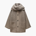 Dames Gebreide Cardigan met Knopen en Aangehechte Sjaal