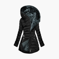 Damesjas met asymmetrische rits en capuchon