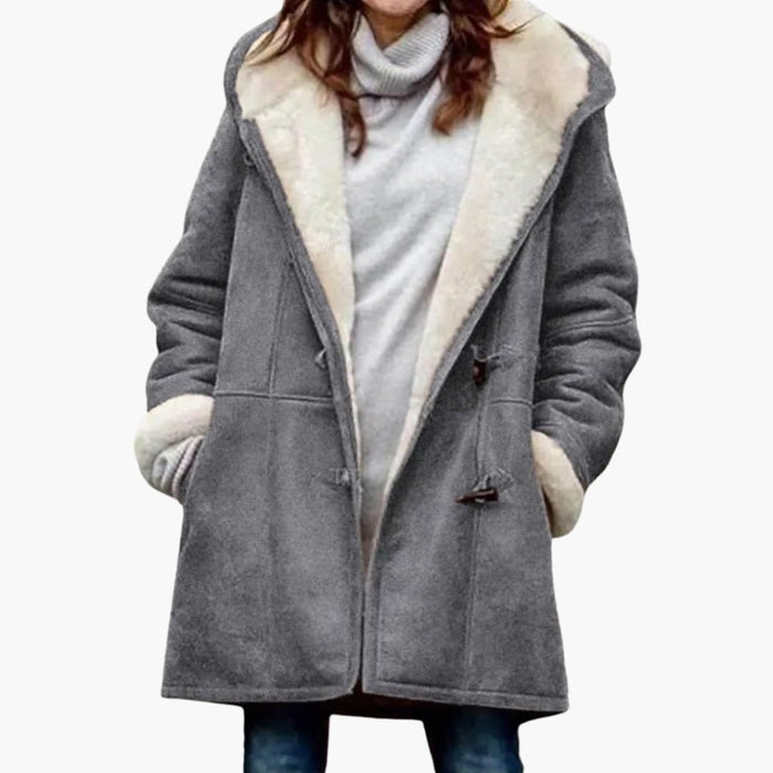 Dames Hooded Coat met Toggle Sluiting en Zakken