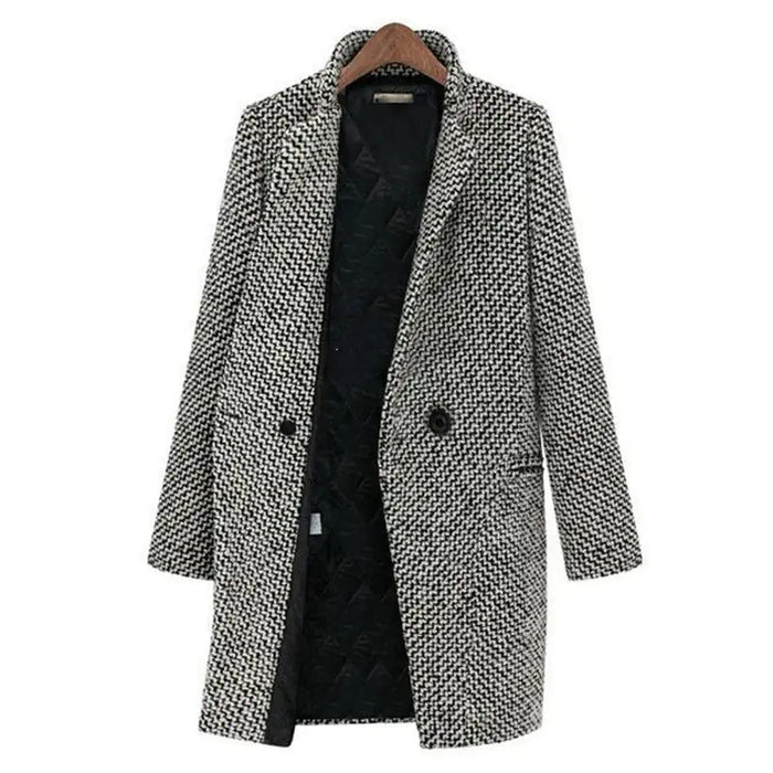 Dames Lange Wollen Jas met Kraag en Oversized Pasvorm