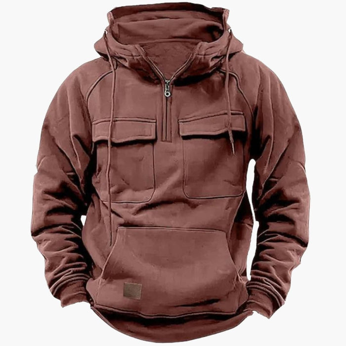 Heren Hoodie met Halve Rits en Voorzakken