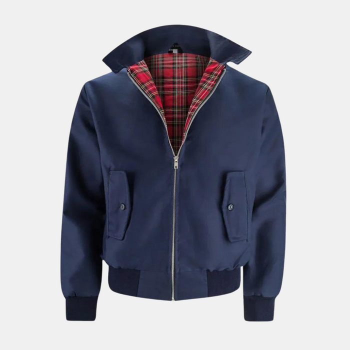 Heren Harrington Jas met Ruitvoering en Ritssluiting