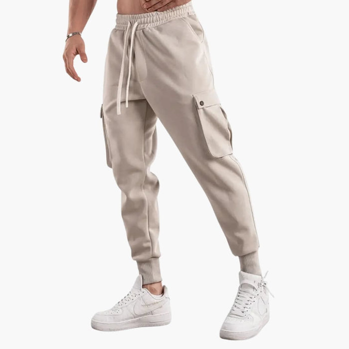 Heren Cargo Joggers met Elastische Tailleband en Zijflapzakken