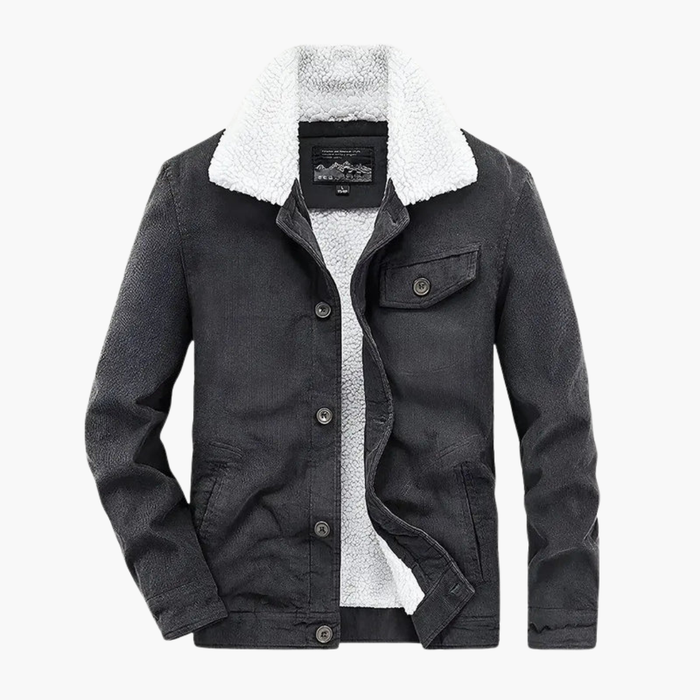 Heren Corduroy Jacket met Shearling Voering en Knopen Sluiting
