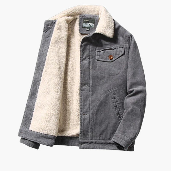 Heren Corduroy Jacket met Sherpa Voering en Knopen Sluiting