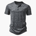 Heren Katoenen Henley T-Shirt met Korte Mouwen en Knopenlijst
