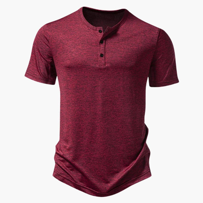 Heren Katoenen Henley T-Shirt met Korte Mouwen en Knopenlijst