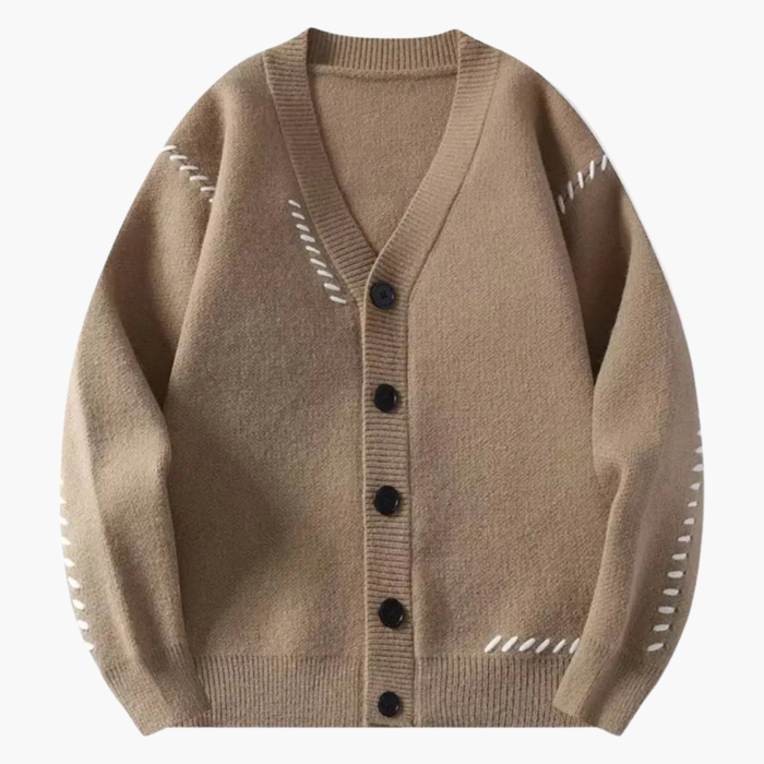 Heren Gebreide Cardigan met V-Hals en Voor Knopen
