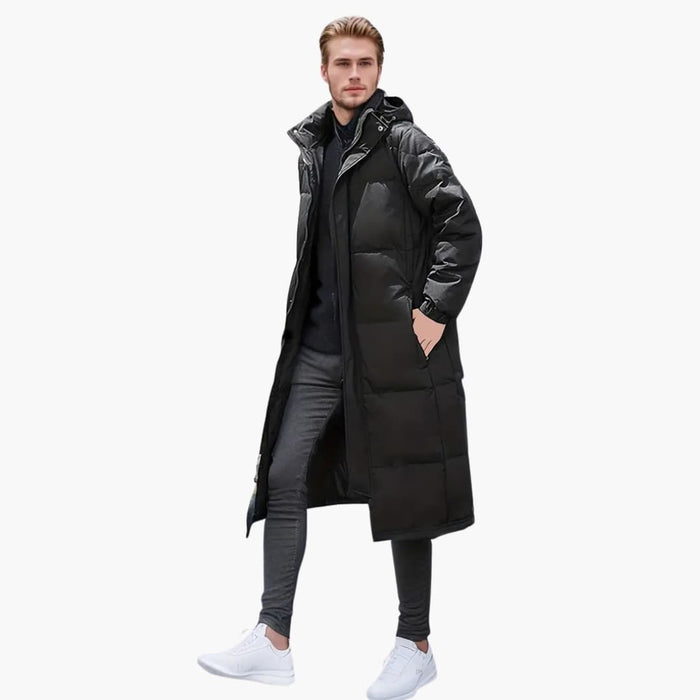 Heren Lange Gevoerde Winterjas met Capuchon