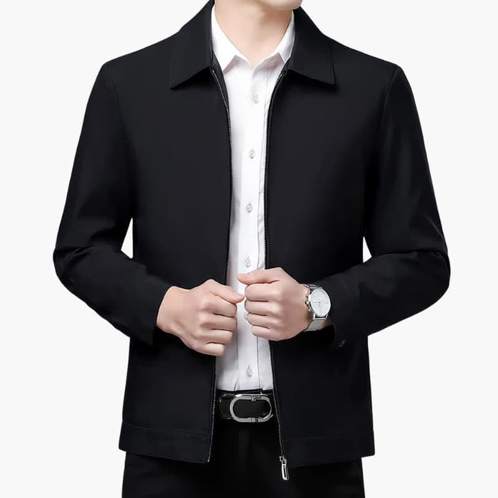 Heren Slim Fit Jas met Staande Kraag en Rits Sluiting