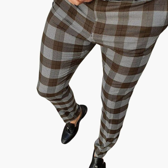 Heren Slim Fit Broeken met Ruitpatroon