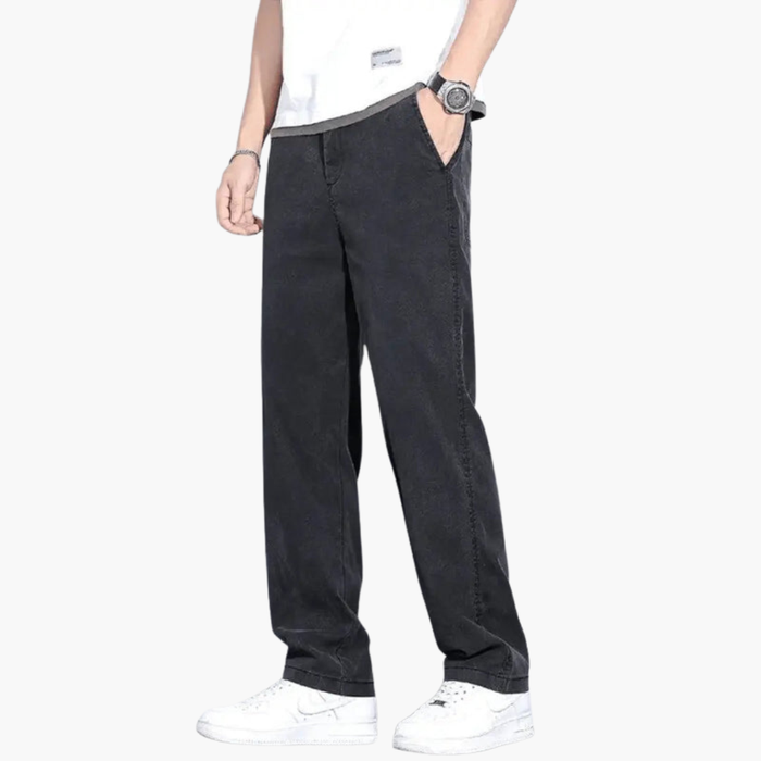Heren Straight Jeans met Elastische Tailleband en Voorzakken