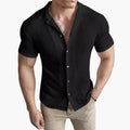 Heren Waffle Knit Crew Neck Korte Mouw T-Shirt