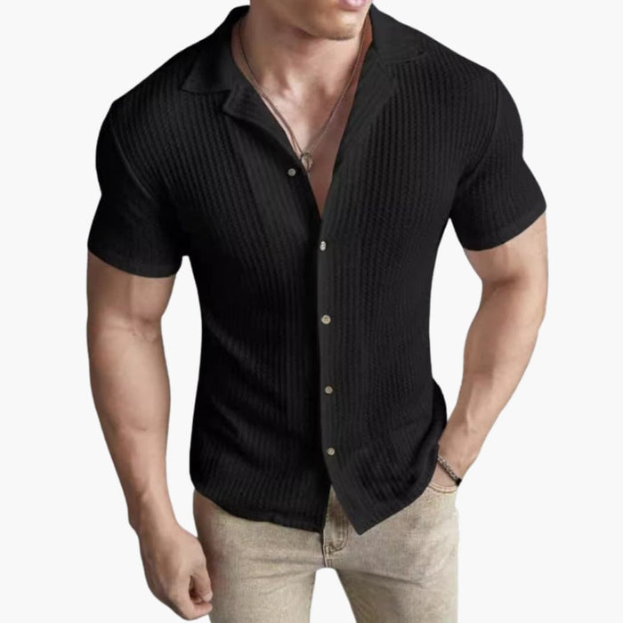 Heren Waffle Knit Crew Neck Korte Mouw T-Shirt