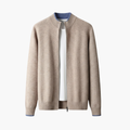 Heren Gebreide Cardigan met Rits en Geribbelde Afwerking