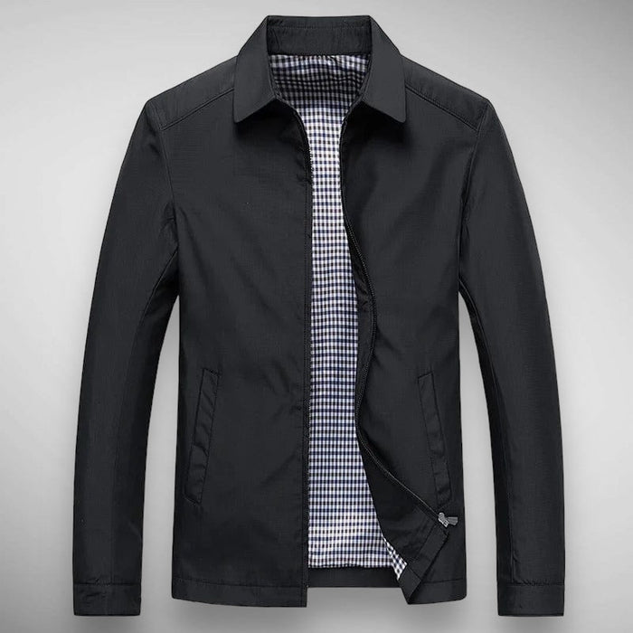 Heren Harrington Jas met Geruite Voering en Staande Kraag
