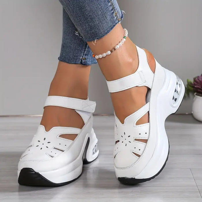 Dames Platform Sandalen met Sleehak en Klittenbandsluiting