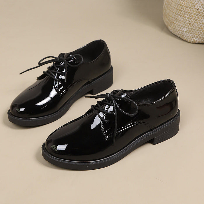Dames Klassieke Veterschoenen met Glanzende Afwerking