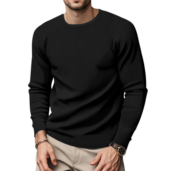 Heren Structuur Longsleeve met Ronde Hals