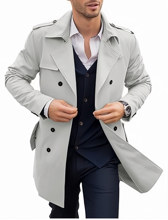 Heren Klassieke Trenchcoat met Dubbele Knopenrij