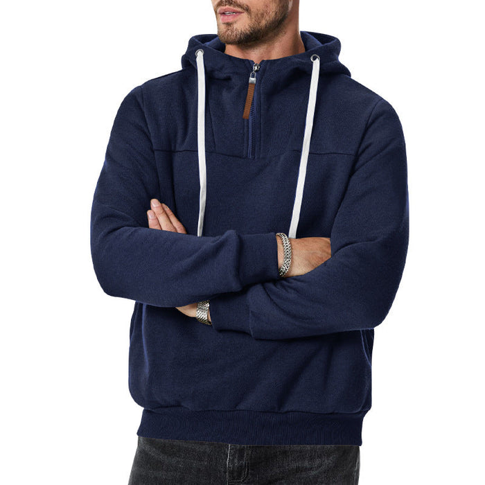 Heren Hoodie met Korte Rits en Verstelbare Capuchon