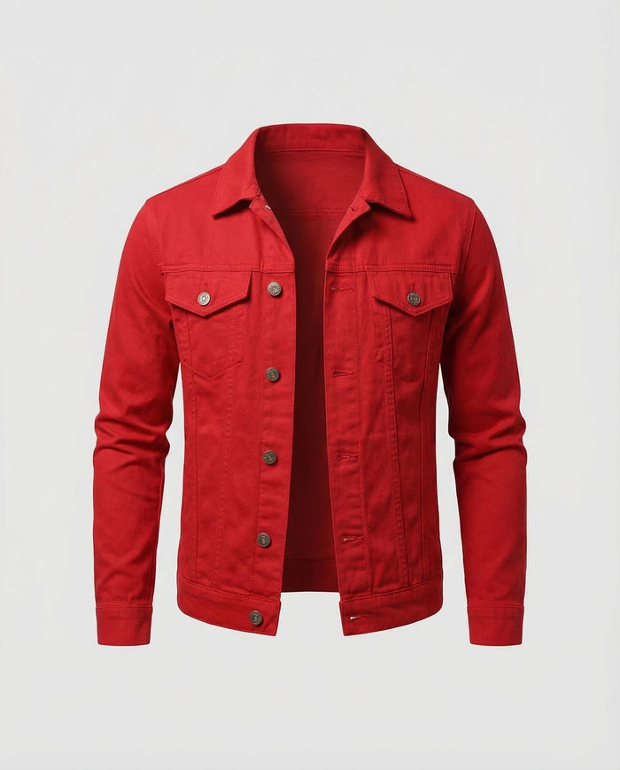 Heren Jeansjack Slim Fit met Contrastnaad