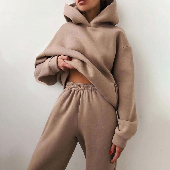 Dames Joggingset met Hoodie en Broek met Elastische Taille
