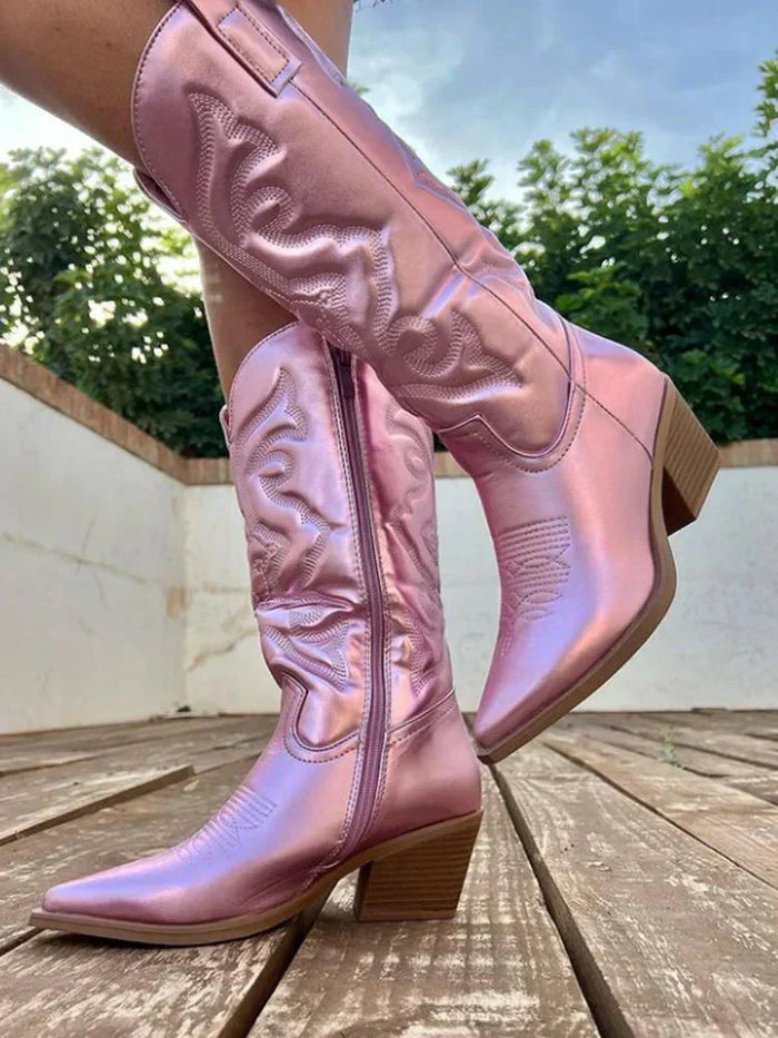 Dames Cowboylaarzen met Puntneus en Western Stiksels