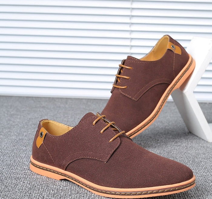 Heren Suède Derby Schoenen met Leren Details