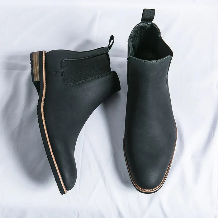Heren Leren Chelsea Boots met Elastische Zijpanelen