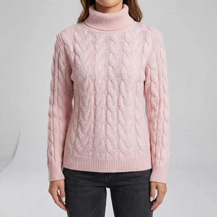Dames Kabelgebreide Coltrui met Slim Fit Pasvorm