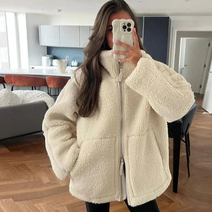 Dames Teddyjas met Rits en Oversized Pasvorm