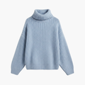 Dames Turtleneck Trui met Geribbelde Brei en Brede Mouwen