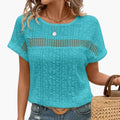 Dames Batwing Mouw T-Shirt met Kant Halsafwerking