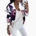 Dames Bomberjack met Bloemenprint en Elastische Mouwen