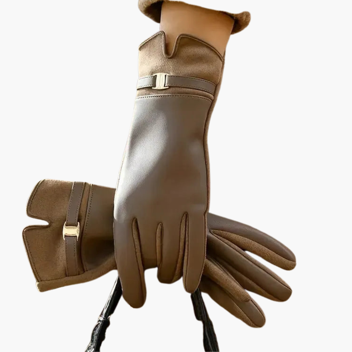 Vrouwen Volledige Vinger Handschoenen met Gevoerde Binnenkant en Decoratieve Band