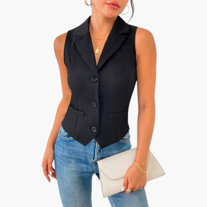 Dames Gilet met Knopen Sluiting en Mouwloos Ontwerp