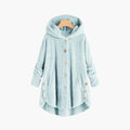 Dames Hooded Jacket met Knopen Sluiting en Ronde Zoom