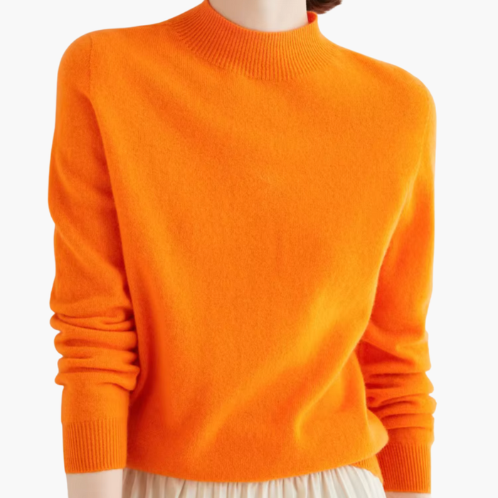 Dames Mock Neck Trui met Lange Mouwen en Geribbelde Afwerking