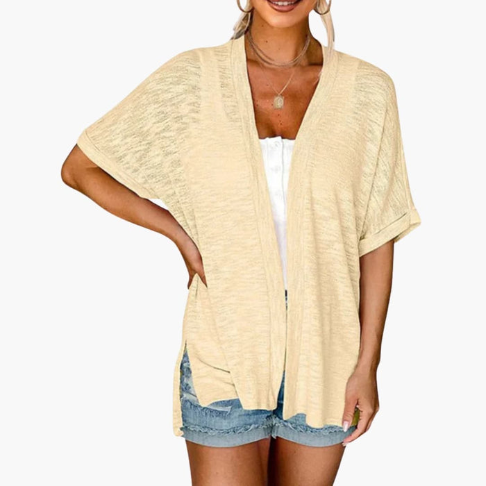 Vrouwen Cardigan met Open Voorzijde en Korte Mouwen