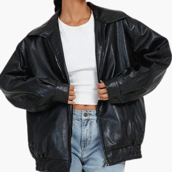 Dames Oversized Bomberjack met Rits en Lange Mouwen